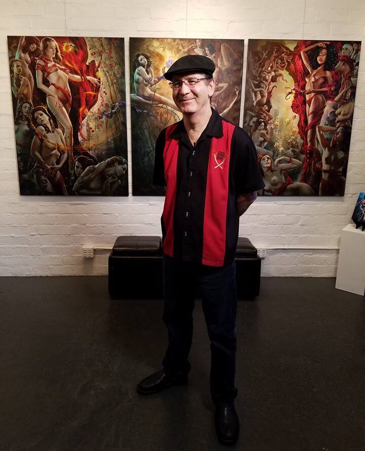 Jeff Wack in front of City of Angels at Sin City Gallery