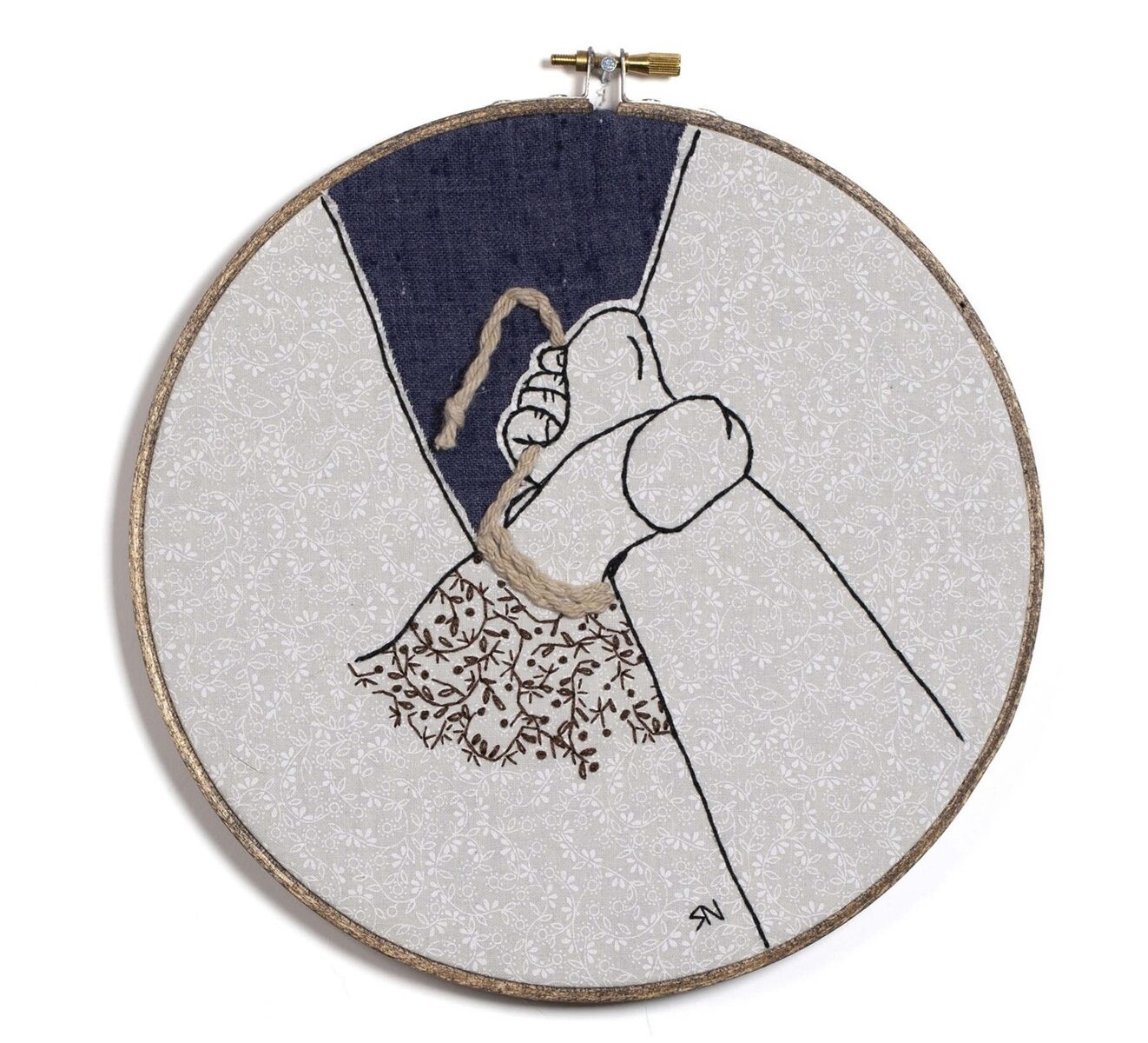 Yank, 8-Inch Hoop, Vintage Cotton Fabric, Embroidery Floss, Yarn, and Hand Embroidery, Steffie Notion, 12 Inches of Sin VIII